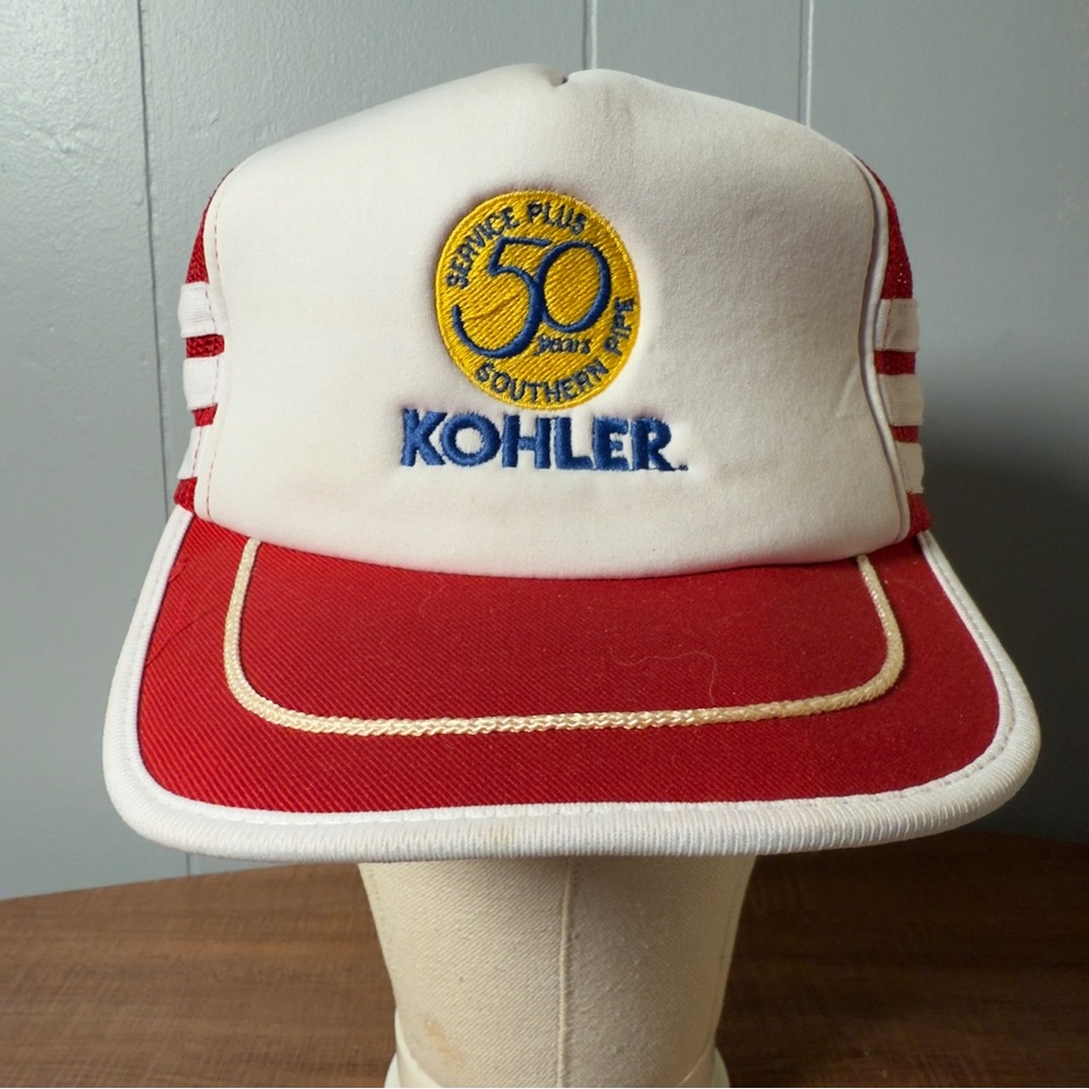 Vintage Kohler 50th Anniversary Striped Trucker Snapback Hat Made